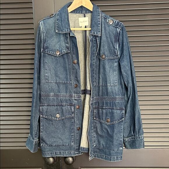 Unpublished Anthropologie Morgan Military Utility Denim Jean Jacket, Size S - Picture 3 of 14